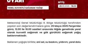Niğde’de kuvvetli sağanak yağış uyarısı
