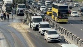 Bahçelievler’de beton mikseri devrildi: Basın Ekspres yan yol trafiğe kapandı
