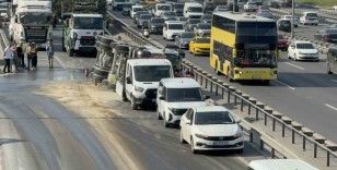 Bahçelievler’de beton mikseri devrildi: Basın Ekspres yan yol trafiğe kapandı
